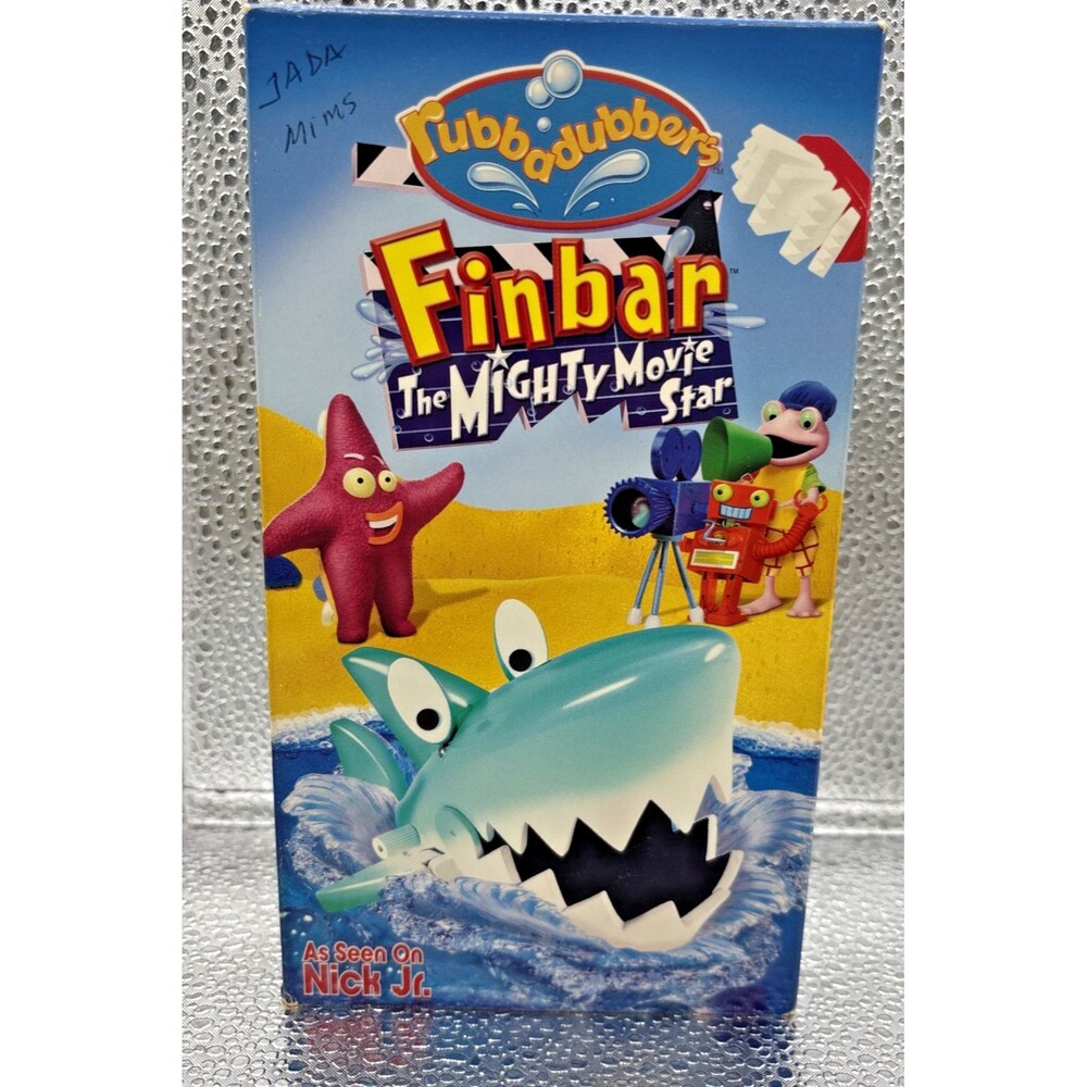 Rubbadubbers Finbar The Mighty Movie Star WIth Toy Shark Vhs White Tape